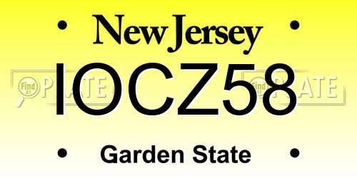 IOCZ58 New Jersey License Plate