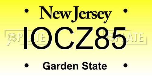 IOCZ85 New Jersey License Plate