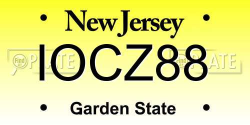 IOCZ88 New Jersey License Plate