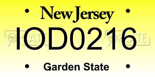 IOD0216 New Jersey License Plate