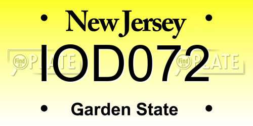 IOD072 New Jersey License Plate