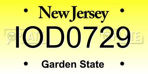IOD0729 New Jersey License Plate