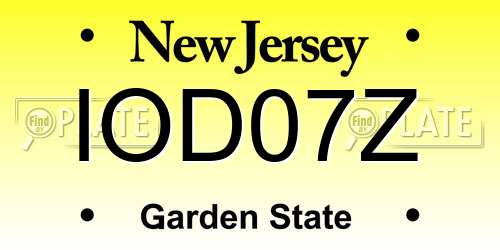 IOD07Z New Jersey License Plate