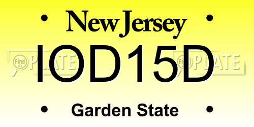 IOD15D New Jersey License Plate