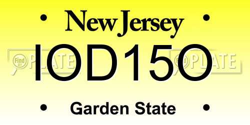 IOD15O New Jersey License Plate