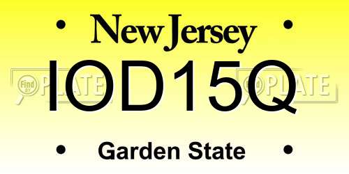 IOD15Q New Jersey License Plate