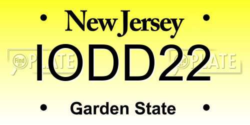 IODD22 New Jersey License Plate