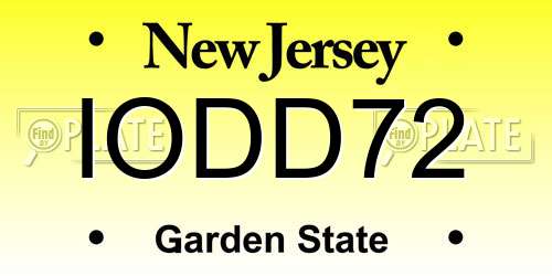IODD72 New Jersey License Plate