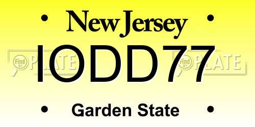 IODD77 New Jersey License Plate