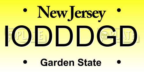 IODDDGD New Jersey License Plate