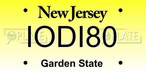 IODI80 New Jersey License Plate