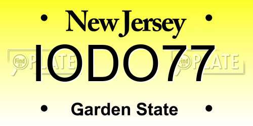 IODO77 New Jersey License Plate