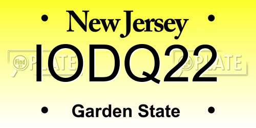 IODQ22 New Jersey License Plate