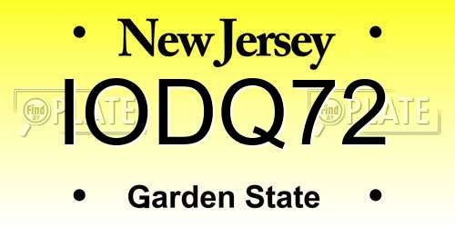 IODQ72 New Jersey License Plate
