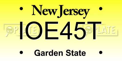 IOE45T New Jersey License Plate