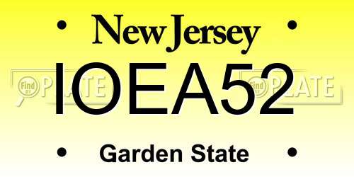 IOEA52 New Jersey License Plate