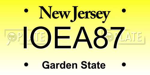 IOEA87 New Jersey License Plate