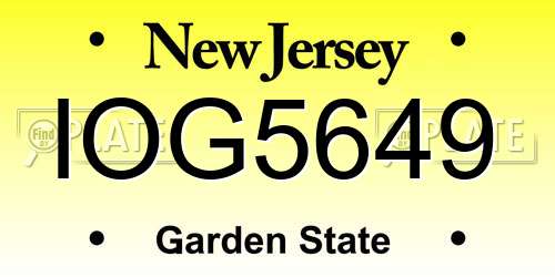 IOG5649 New Jersey License Plate