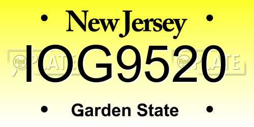 IOG9520 New Jersey License Plate