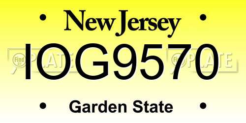 IOG9570 New Jersey License Plate