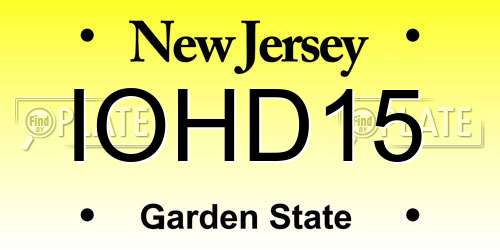 IOHD15 New Jersey License Plate