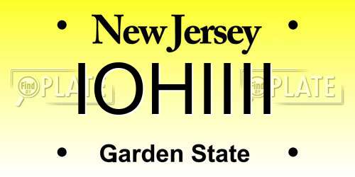 IOHIIII New Jersey License Plate