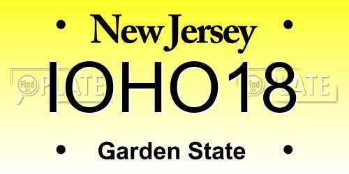 IOHO18 New Jersey License Plate