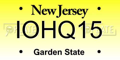 IOHQ15 New Jersey License Plate