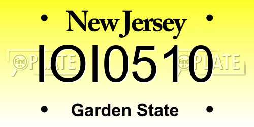 IOI0510 New Jersey License Plate