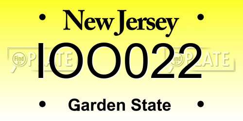 IOO022 New Jersey License Plate