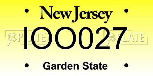 IOO027 New Jersey License Plate