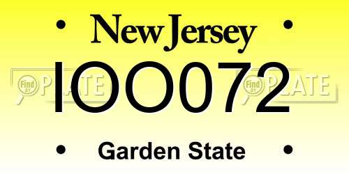IOO072 New Jersey License Plate