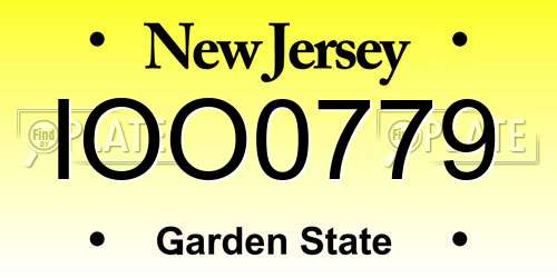 IOO0779 New Jersey License Plate
