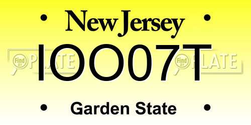 IOO07T New Jersey License Plate
