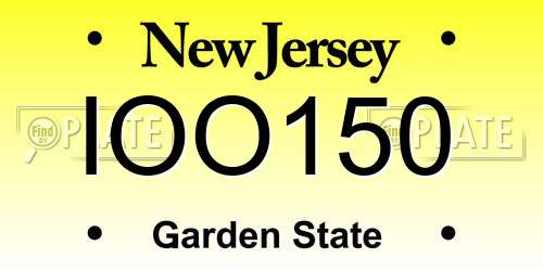 IOO150 New Jersey License Plate