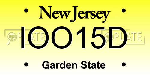 IOO15D New Jersey License Plate