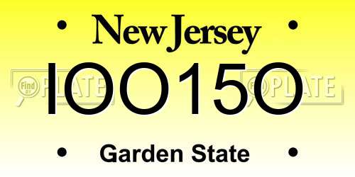 IOO15O New Jersey License Plate