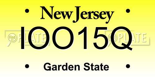 IOO15Q New Jersey License Plate