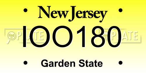IOO180 New Jersey License Plate