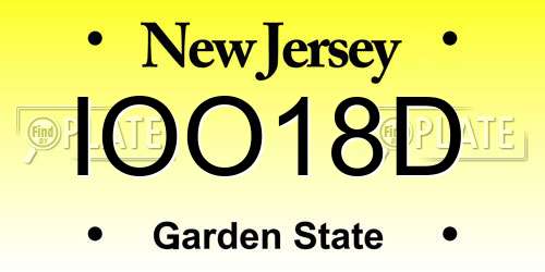 IOO18D New Jersey License Plate