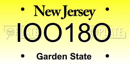 IOO18O New Jersey License Plate