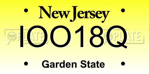 IOO18Q New Jersey License Plate