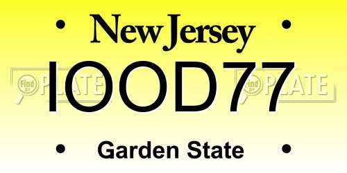 IOOD77 New Jersey License Plate
