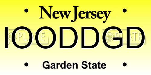 IOODDGD New Jersey License Plate