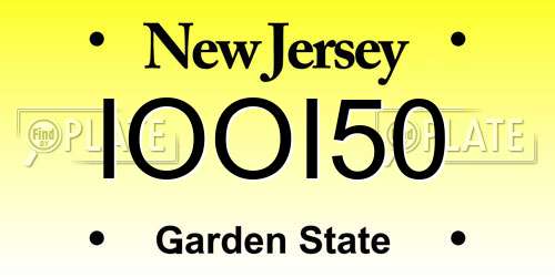 IOOI50 New Jersey License Plate