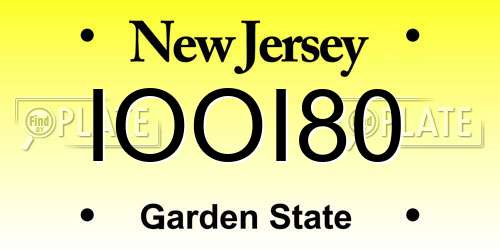 IOOI80 New Jersey License Plate