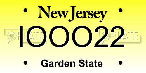 IOOO22 New Jersey License Plate