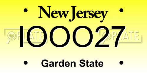 IOOO27 New Jersey License Plate