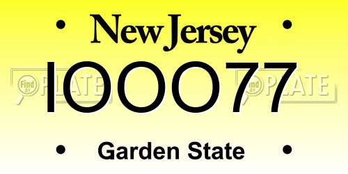 IOOO77 New Jersey License Plate