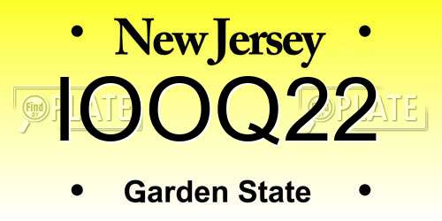 IOOQ22 New Jersey License Plate